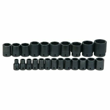 WILLIAMS Socket Set, 23 Pieces, 1/2 Inch Dr, Shallow, 1/2 Inch Size JHWMS-4-23RC